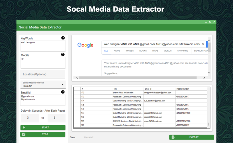 Social media data extract